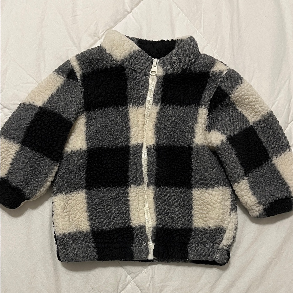 Cozy Black and White Checkered Jacket